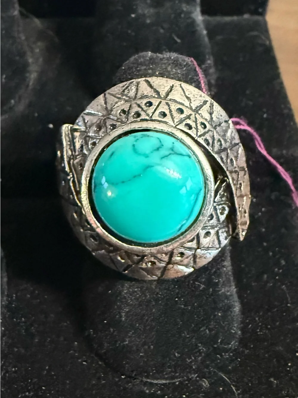 Turquoise Stone Statement Ring - Bright Blue Gem Accent